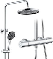 KeeGone Duschsystem Thermostat Regendusche 25 cm Chrom