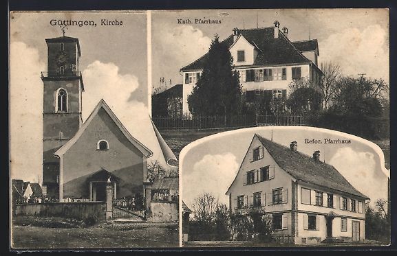 Cartoline postali: Güttingen, Kirche, Kath. Pfarrhaus und  – Usato da Berlin venduto da bartko-reher