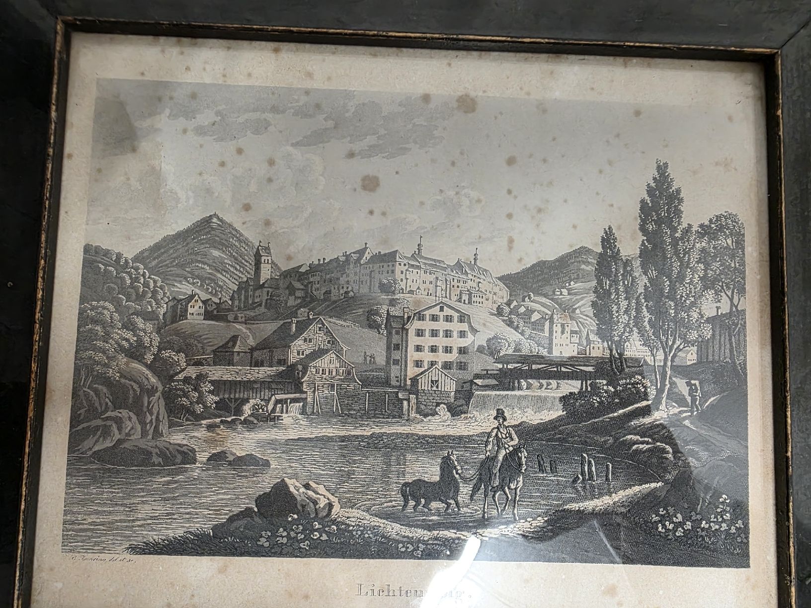 Incisioni: Originale Stich Lichtensteig, 1875, gerahmt IB Eisenring – Usato da Wolfertswil venduto da Antiko 6