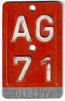 Velonummer Aargau AG von 1971
