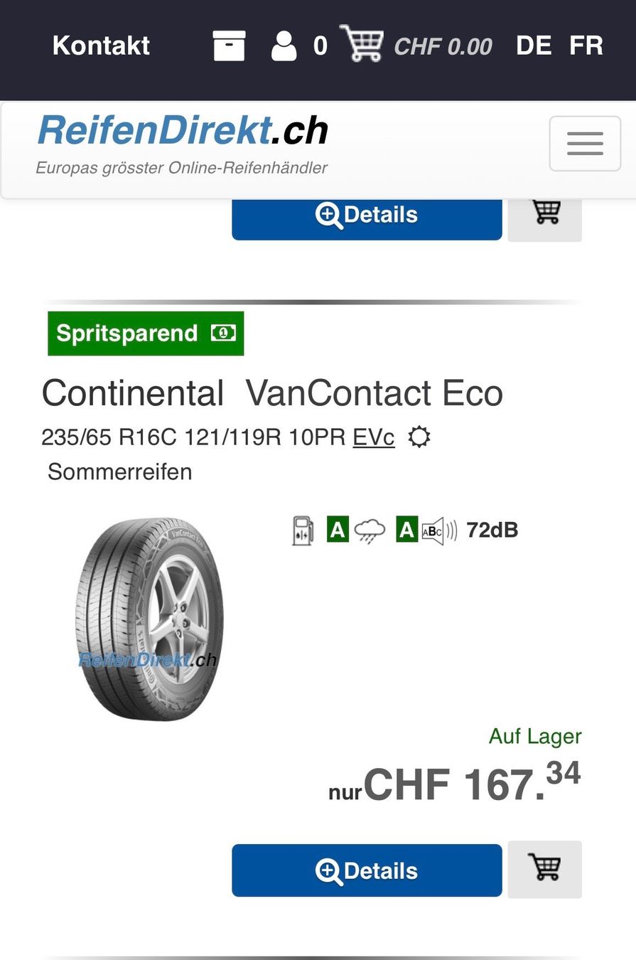 Continental Pneumatici & Ruote complete: Continental Sommer 235/65 16C – Nuovo (secondo la descrizione) da Zug venduto da Deks 5