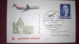 Swissair Graz - Wien - Zürich 01.04.1974