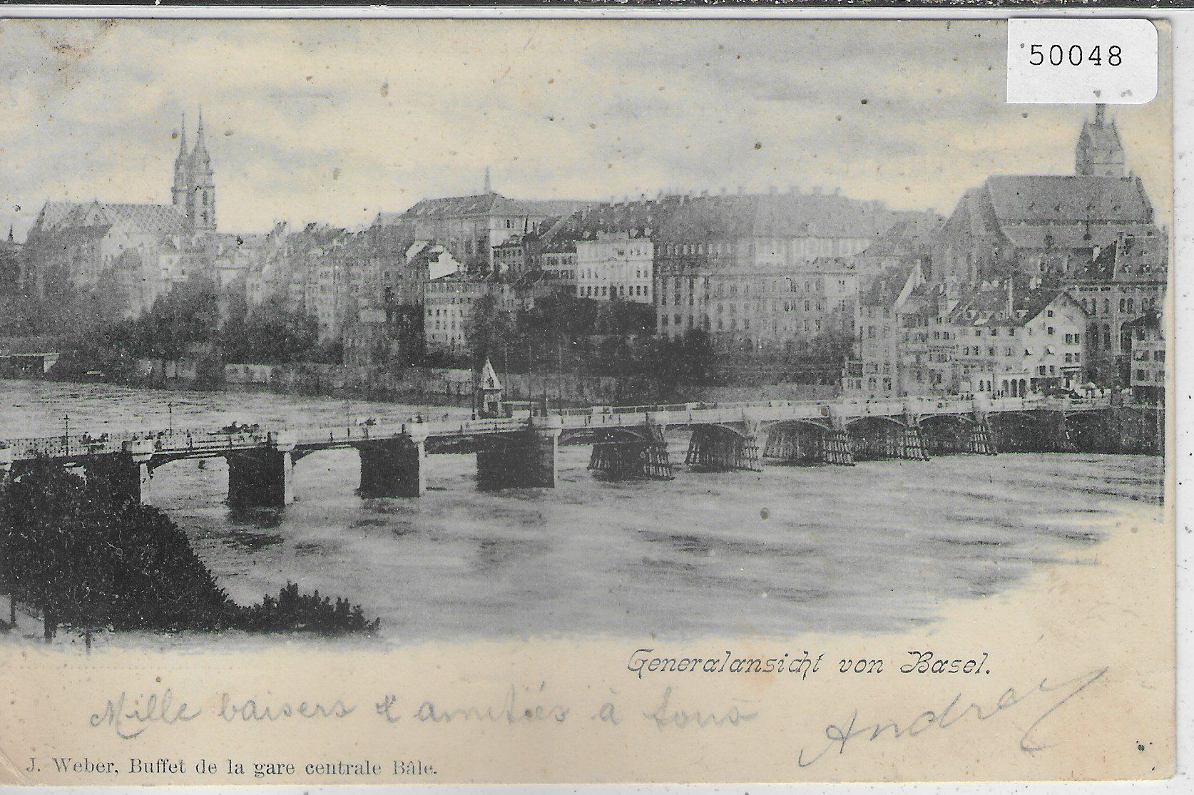 Cartoline postali: Basel - Alte Mittlere Rheinbrücke 1899 – Usato da Ettingen venduto da Kartenplanet