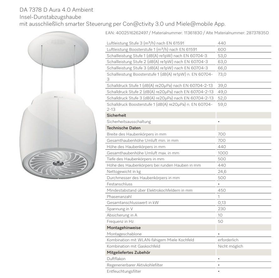 Miele Cappe di aspirazione: 109 Miele Inselhaube DA 7378 D – Nuovo (secondo la descrizione) da Derendingen venduto da Meisterstuecke 2