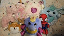 Stofftiere 6 Stck. Plüschtiere Einhorn Reh Spiderman Bär