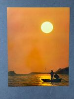 Original Vintage Poster - Ruderboot Abend- oder Morgenszene