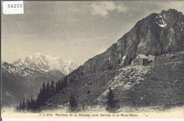Pavillon de la Creusaz pres Salvan et le Mont-Blanc