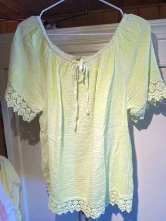 BLUSENKLEID HELLGELB-SPITZEN