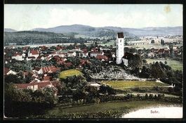 Suhr, Gesamtansicht mit Kirche von oben