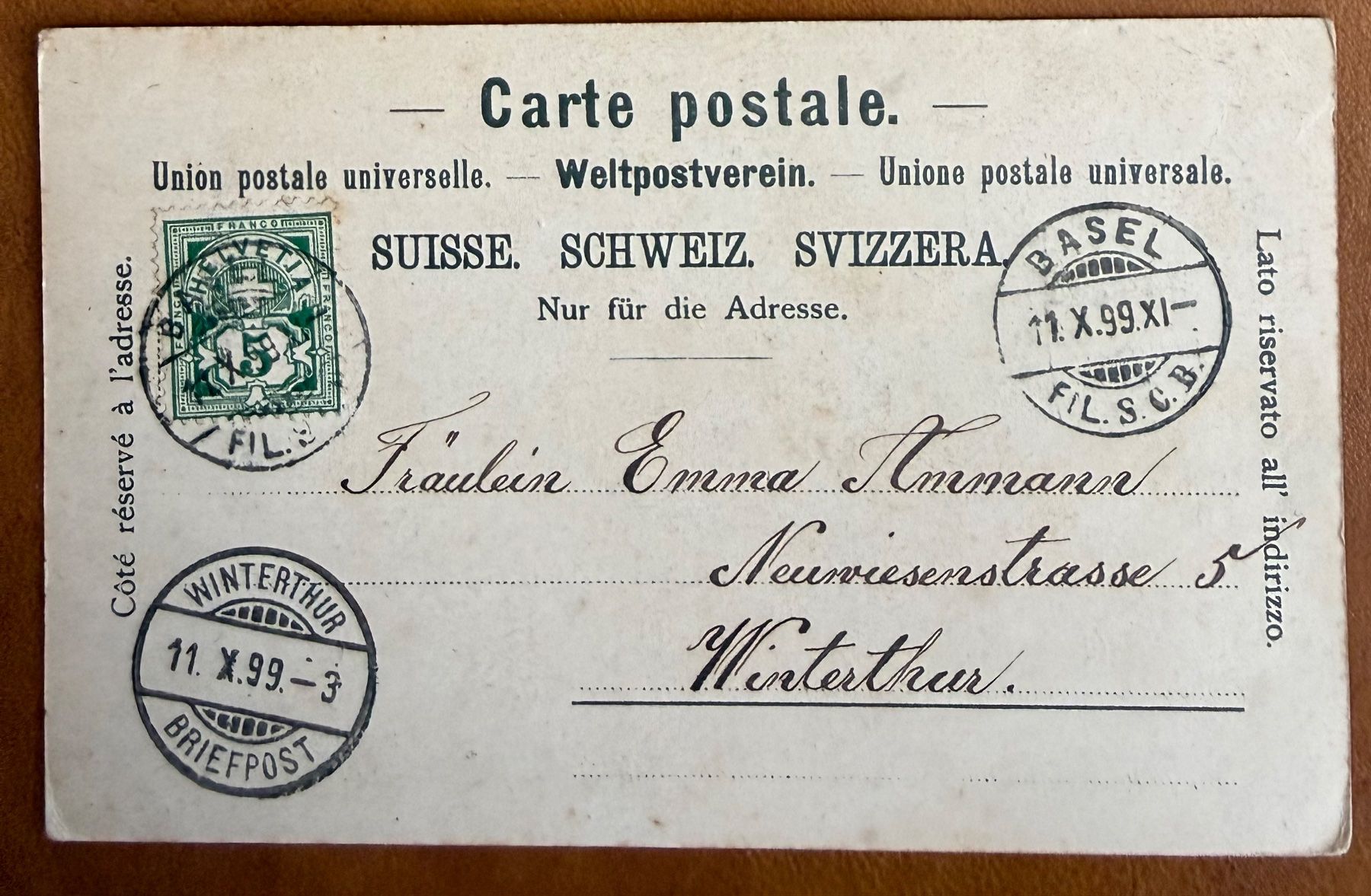 Cartoline postali: Basel - Gruss aus Basel - Bibliothek  1899 – Usato da Lutry venduto da Ediego 1
