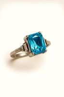 Bague vintage argentée avec pierre bleue, bijou été ✨