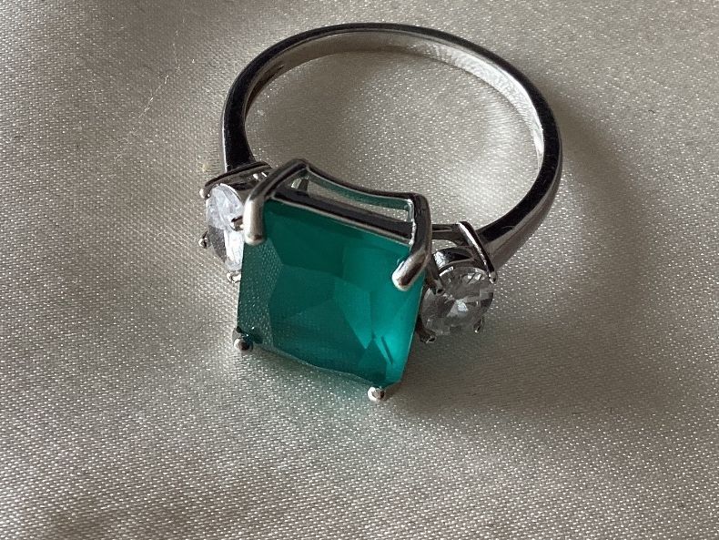 Anelli: Silber Ring 925 mit Smaragd grünen Stein – Usato da Stein AR venduto da EvaL056 1