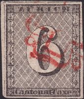 1843, ZÜRICH 6, 2W (51.Marke, T.I), Topstück, Kat: 2'300.-+