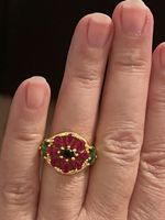 Jolie bague 51,5 vintage plaquée foncé pierres grenats neuve