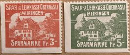 Fiskalmarken Sparmarken Vignetten Meiringen Oberhasli 3-5 Fr