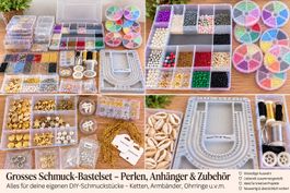 Grosses Schmuck Bastelset | Perlen Anhänger Verschlüsse DIY