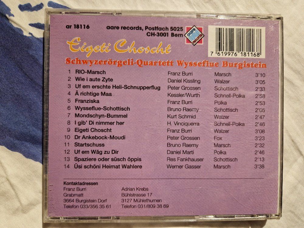 CD: Schwyzerörgeli Quartett Wysseflue: Eigeti Choscht – Usato da Brittnau venduto da Zibu 1