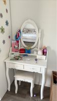 Coiffeuse blanche avec miroir et tabouret, occasion