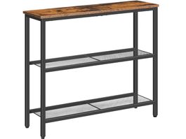 Schmaler Konsolentisch, 2 Gitterablagen, 75cm Beistelltisch