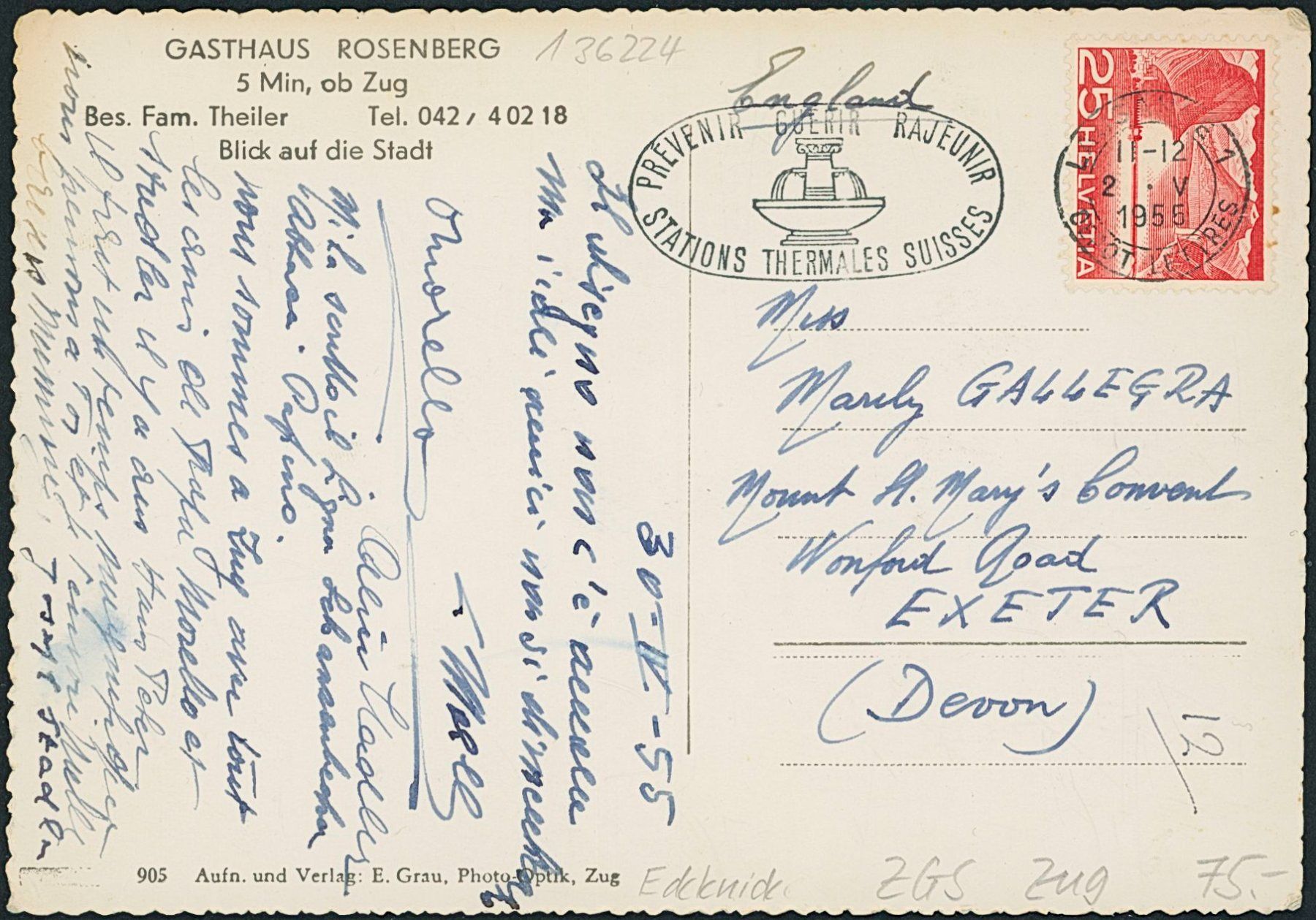 Cartes postales: ZGS Zug – D'occasion à Schindellegi par leecollect 1
