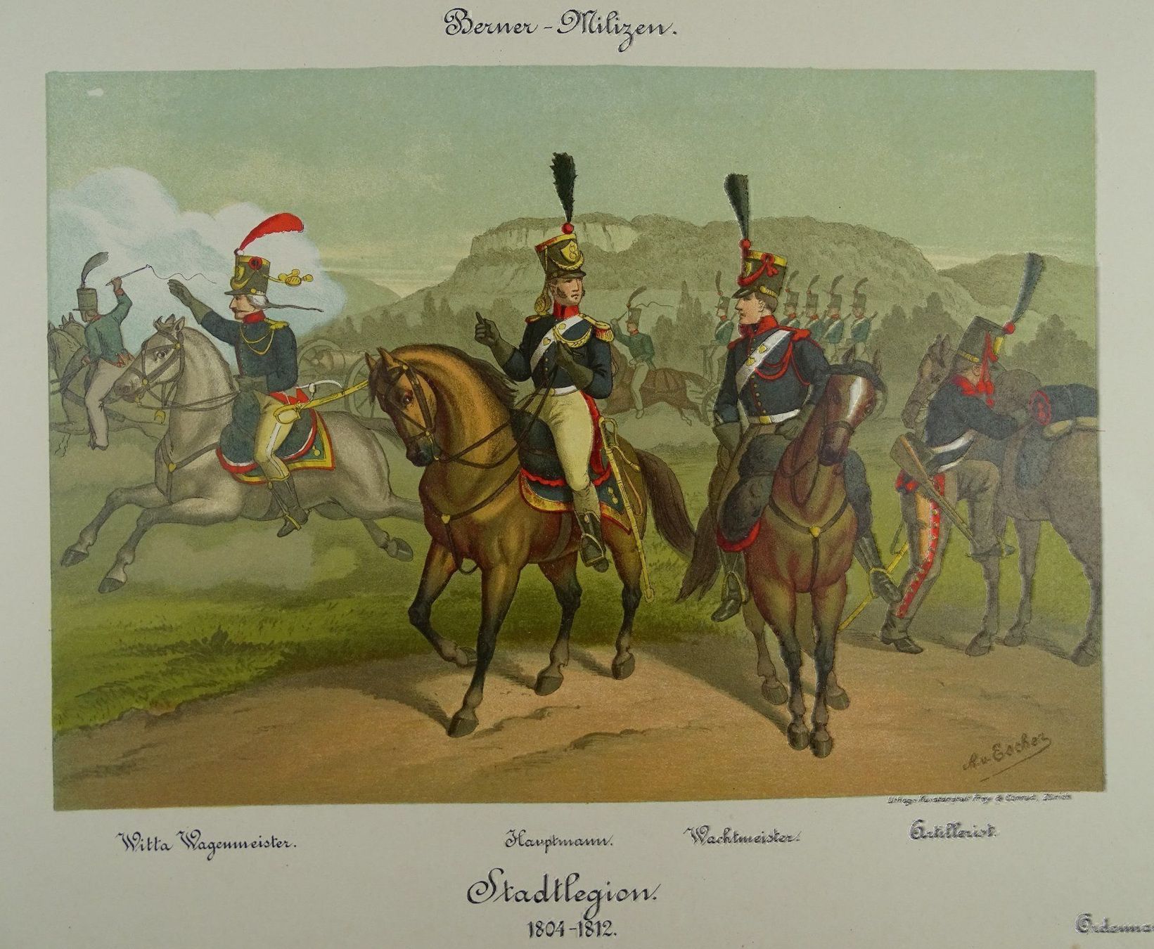 Foto & Immagini: BERNER MILIZEN, LITHOGRAPHIE UM 1890 – Usato da Grüningen venduto da Kartensammler 1