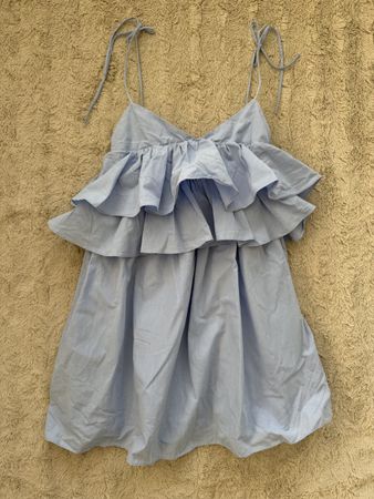 Trafaluc Collection Blue Dress Size S Ruffled Spaghetti Stra