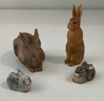 Lot de 4 lapins en bois