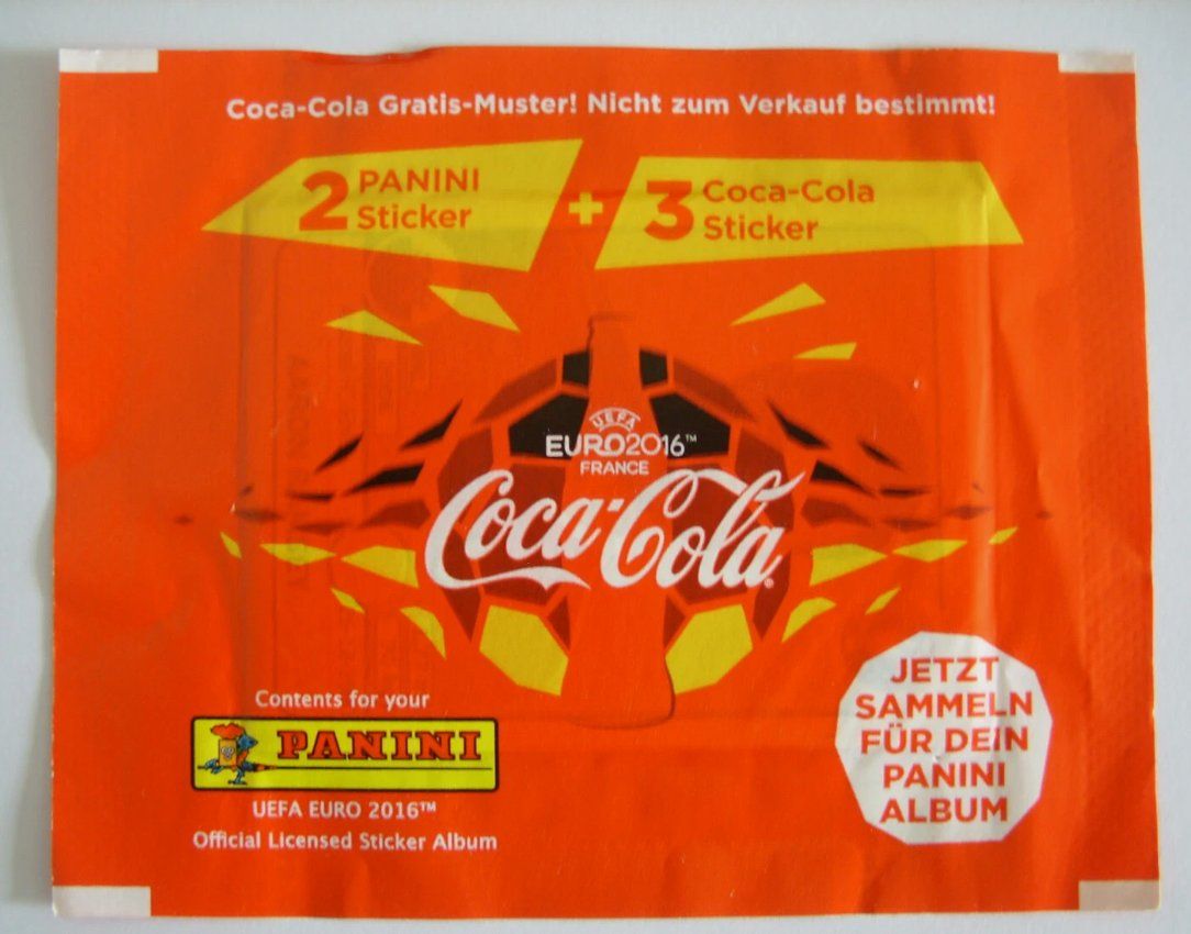 Panini Carte collezionabili: 2016 panini euro 2016, 1x tüte coca cola – Nuovo e nell'imballaggio originale da Oberglatt ZH venduto da paninistickersworld