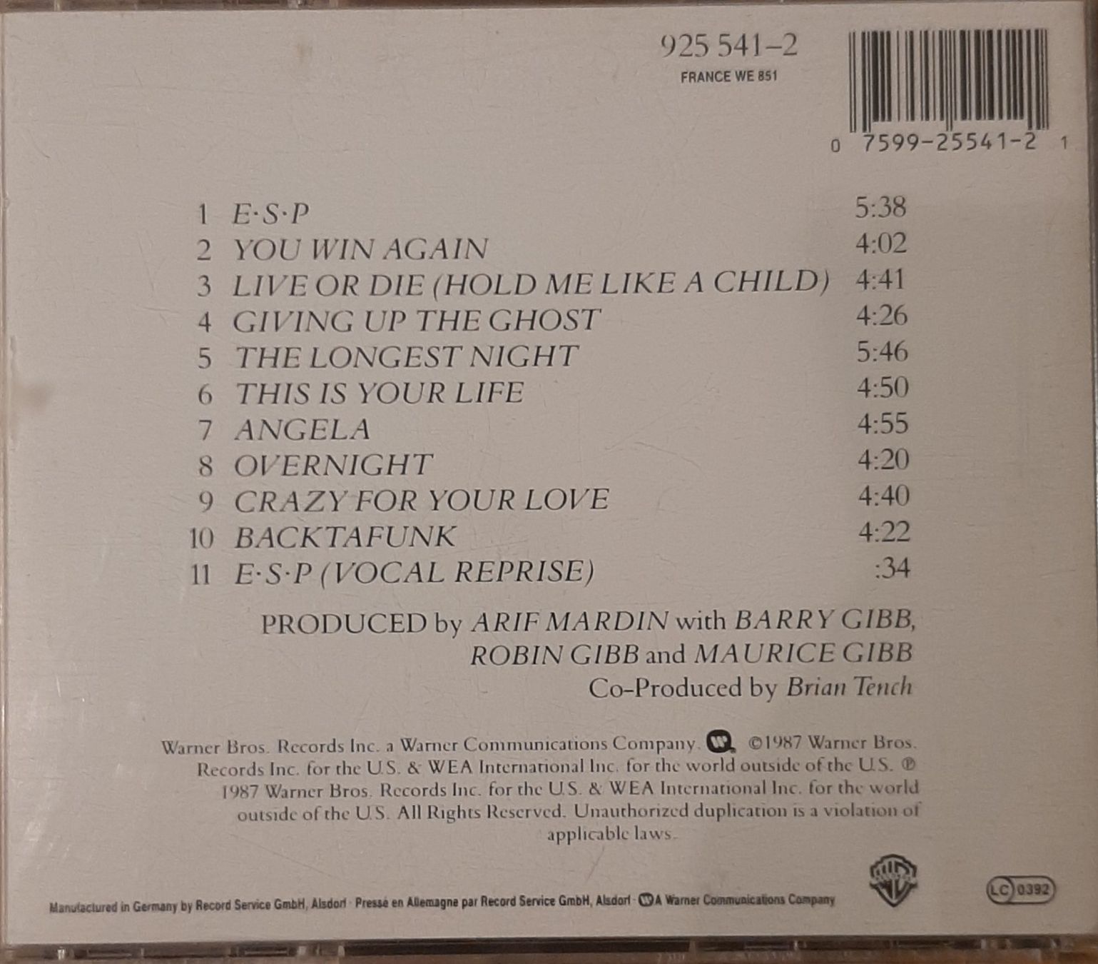 CD: Bee Gees- E.S.P., US Comeback Pop Album 1987 – Usato da Amriswil venduto da Celini3 1