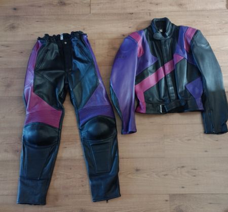 Lederkombi Damen Motorrad Grösse 44 schwarz-violett