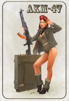 Blechschild-AKM-47 MILITARY GIRL MIT WAF