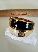 *LUCIE CAMILLE* VERGOLDETER VINTAGE RING & EMAILLE EINLAGEN