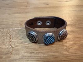 Noosa Amsterdam Lederarmband braun mit 3 Chunks Grösse M