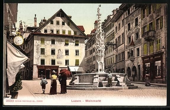 Cartoline postali: AK Luzern, Weinmarkt, Monument – Usato da Berlin venduto da bartko-reher
