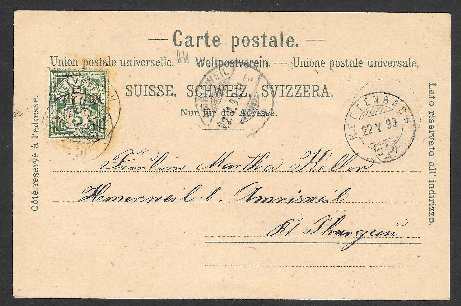 Cartoline postali: Neftenbach braune Lithografie 3 Bilder – Usato da Olten venduto da clotaldi 1