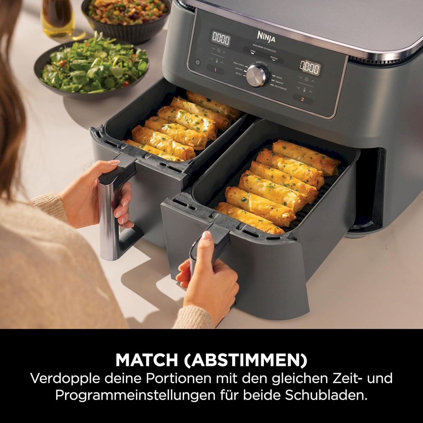 Elettrodomestici da cucina: Ninja DZ400EU Heißluftfritteuse 6-in-1 – Nuovo e nell'imballaggio originale da Bottighofen venduto da zaap 3