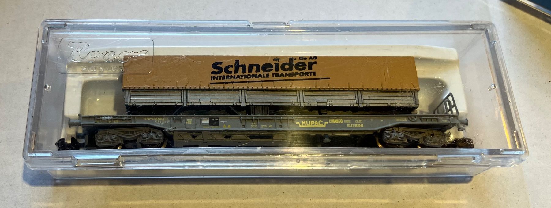 Roco Modellini di ferrovie: Schneider HUPAC Taschenwagen Spur N – Usato da Dompierre VD venduto da immorentes 2