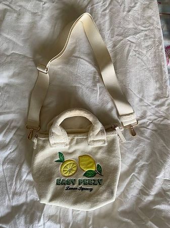 Weisse Canvas-Tasche mit Zitronenmotiv