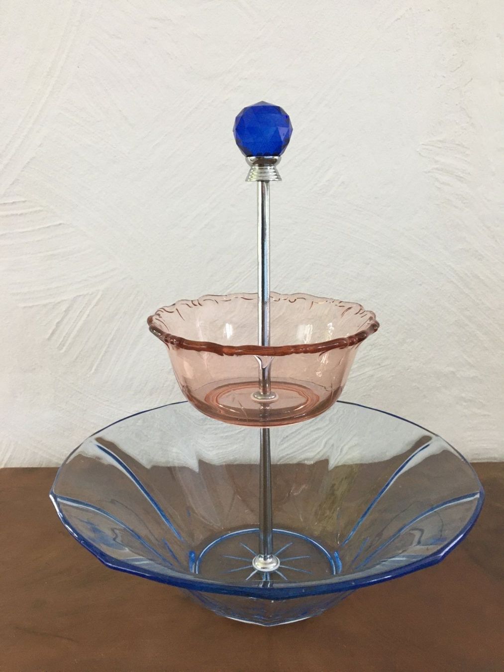 Schalen: Etagere mit Dessertschüssel - 60ties  rosa / blau – Gebraucht aus Subingen von ArtBead 1