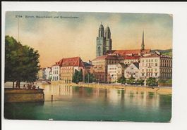 AK ca.1920 Zürich,  Bauschänzli  und Grossmünster
