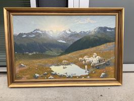 J.Strobel Tableau peinture sur toile paysage Engadine