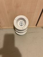 Aschenbecher Keramik Weiss Blau Anker Sailor Stapelbar 3Stk