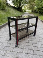 Meuble vintage 80, TV- Hi-Fi, acier tubulaire noir