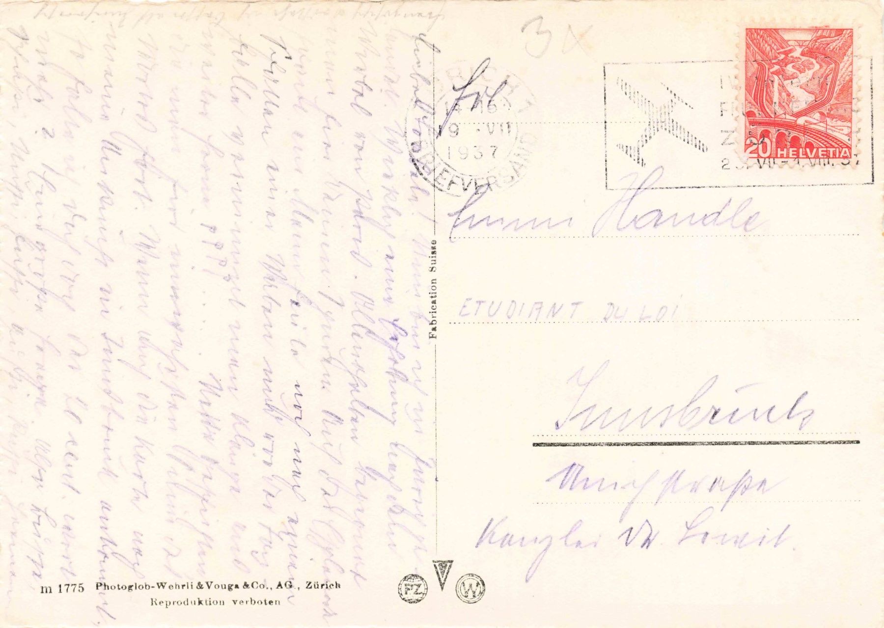 Cartoline postali: Zurich – Usato da Biasca venduto da Blenio71 1