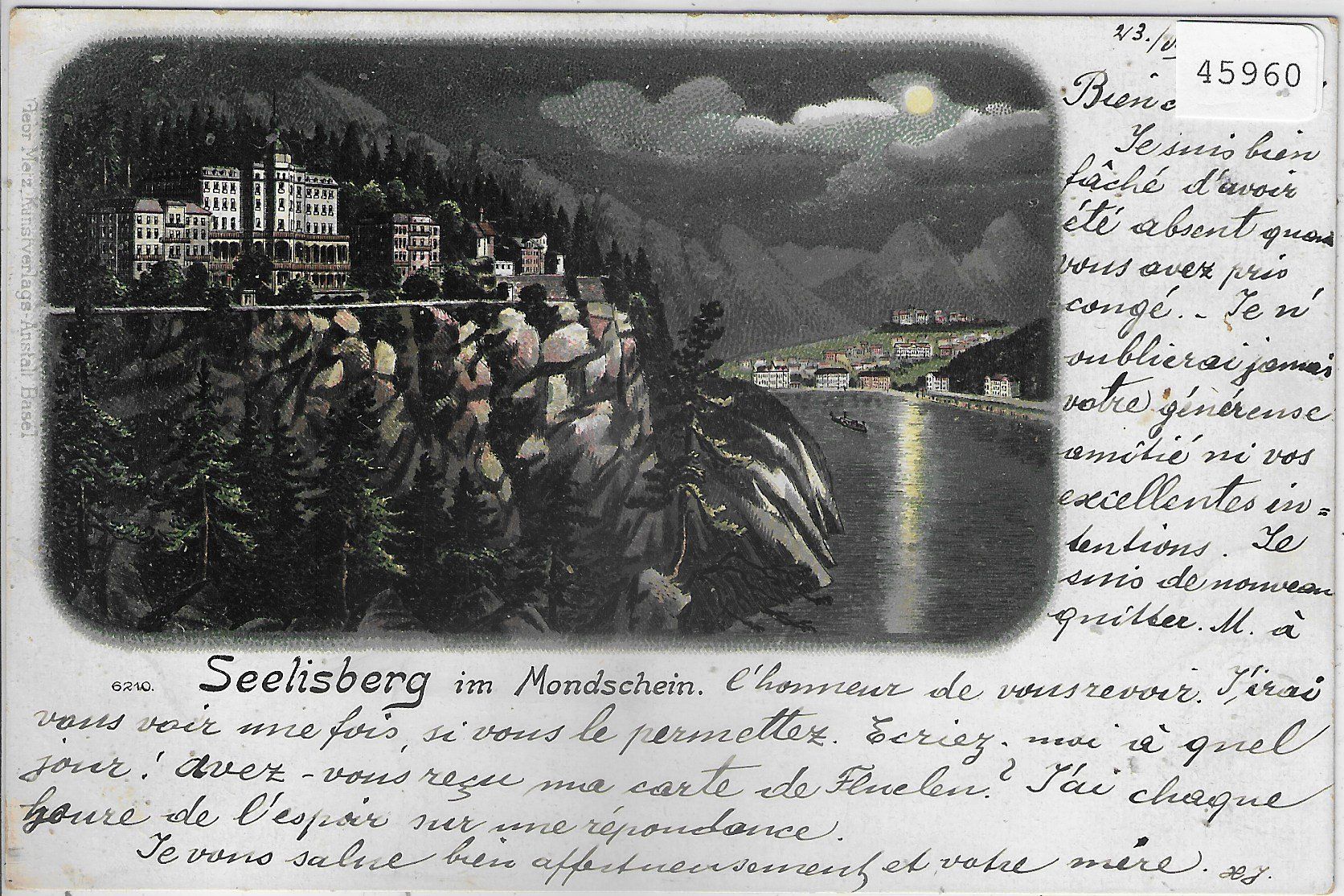Cartoline postali: Seelisberg im Mondschein - Litho – Usato da Ettingen venduto da Kartenplanet