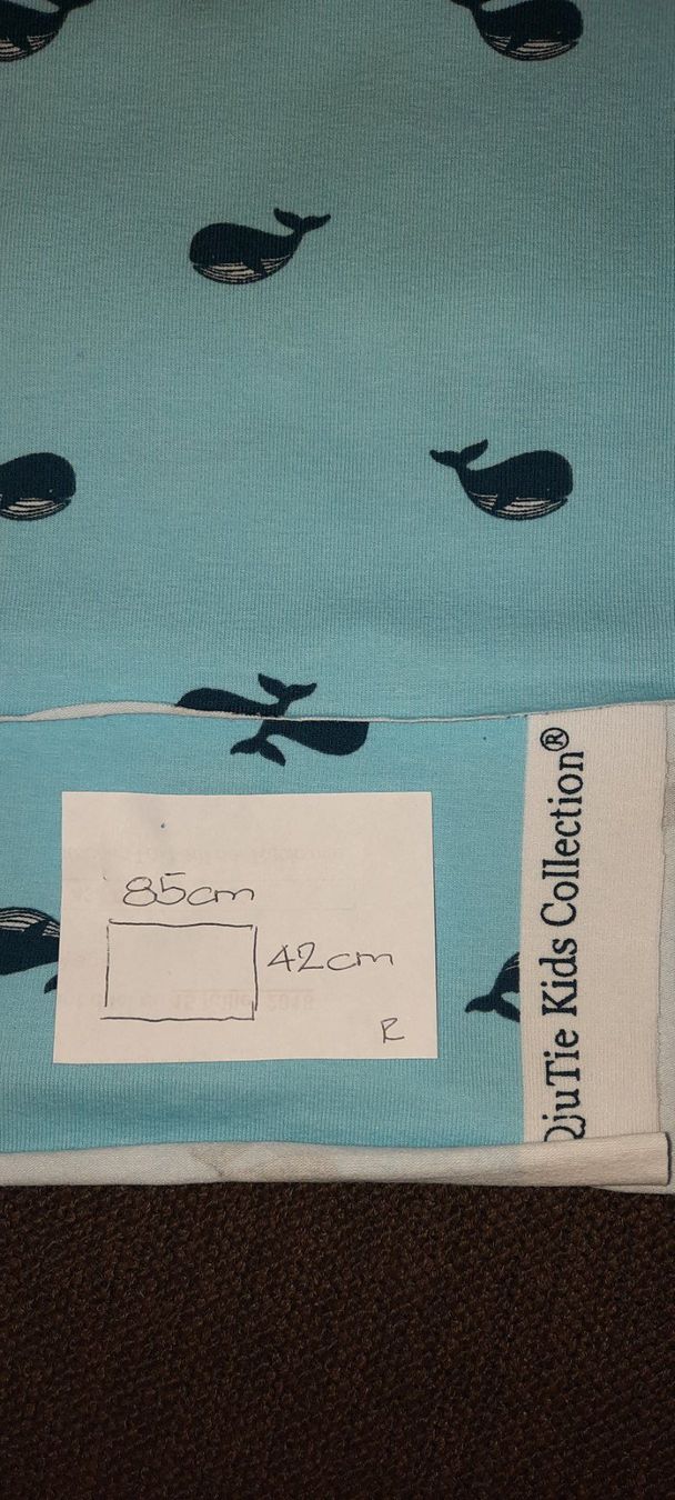 Tessuti: Jersey Stoff Hellblau mit Wal 85x42 – Nuovo (secondo la descrizione) da Uetendorf venduto da Neidem 1