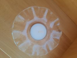 Glasschale mit Kerze / Glasi Hergiswil