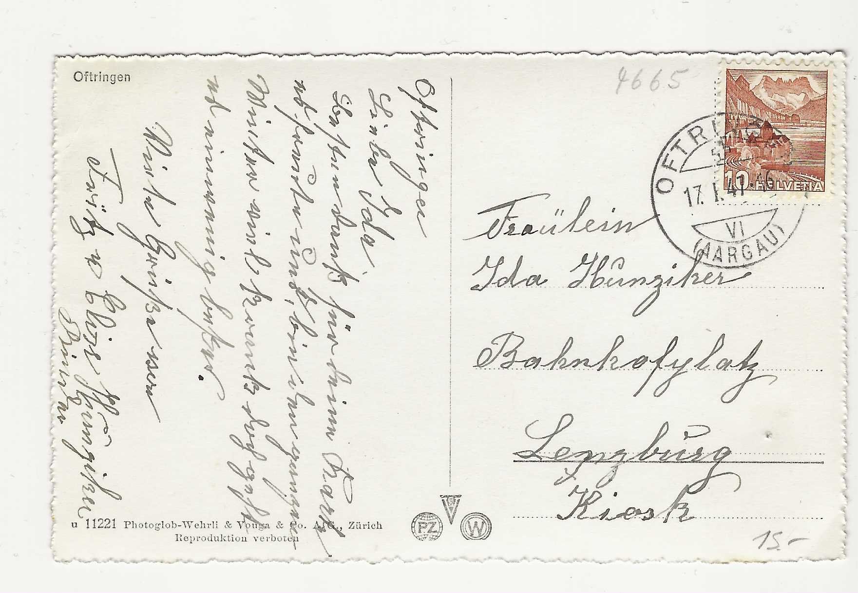 Ansichtskarten: OFTRINGEN   AG    1946 – Gebraucht aus Küttigen von rolypo 1
