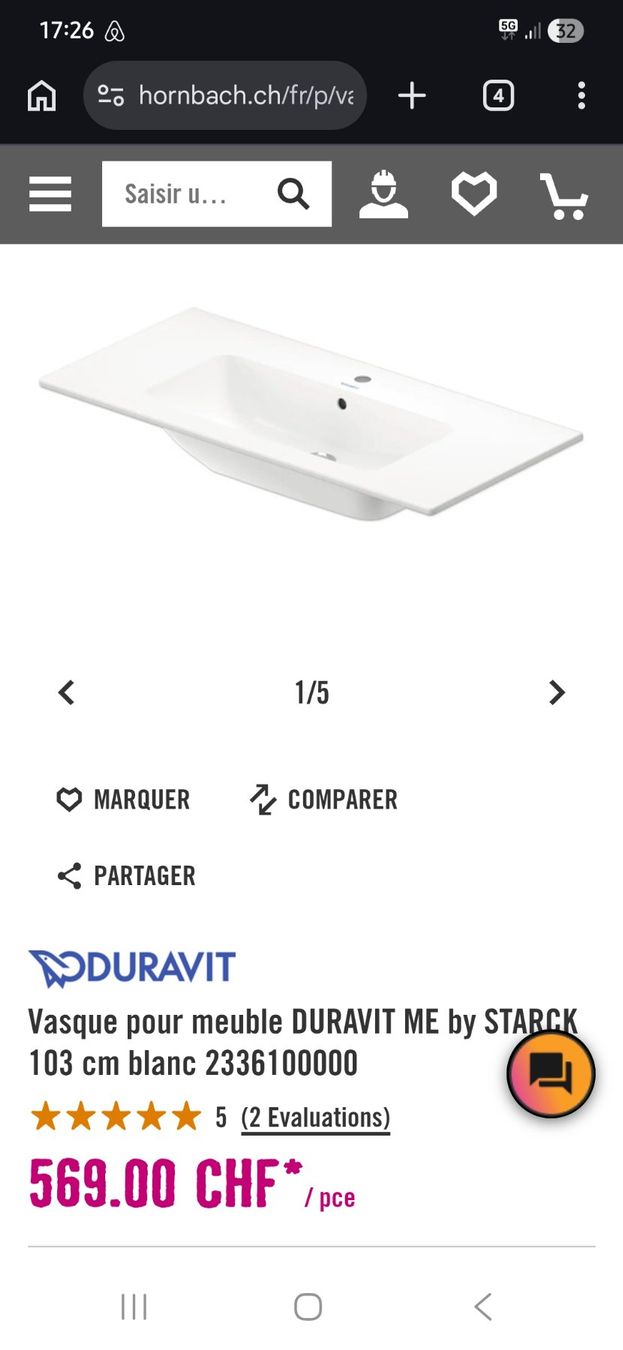 Duravit Spülbecken & Waschbecken: Lavabo Duravit "Me by Starck" et robinet KWC – Gebraucht aus Haute-Nendaz von Bart84 1