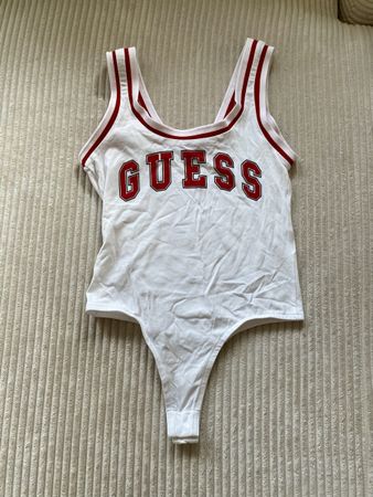 Guess Body Top Shirt Träger Weiss Rot Retro Vintage Gr. S